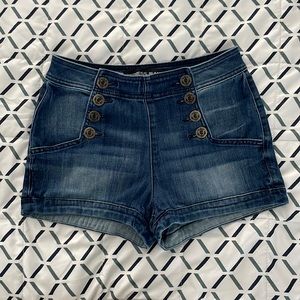 High Rise pull on denim shorts